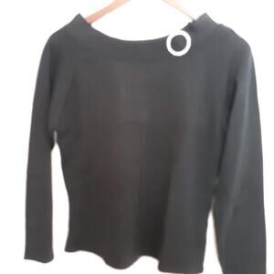 Pappagallo Black Sweater with Rhinestone Accent Long Sleeve Size Small EUC